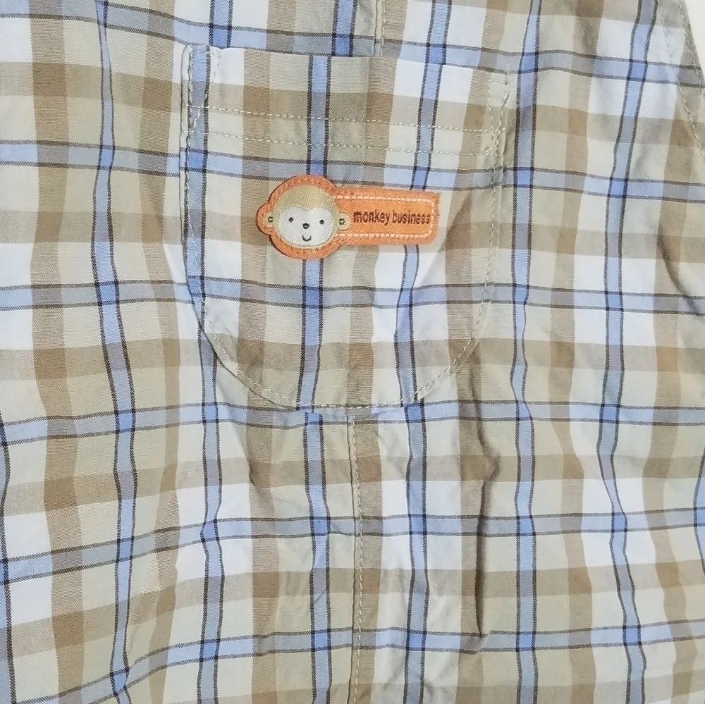 Carter's Monkey Plaid Shortall Overall Bibs 18m